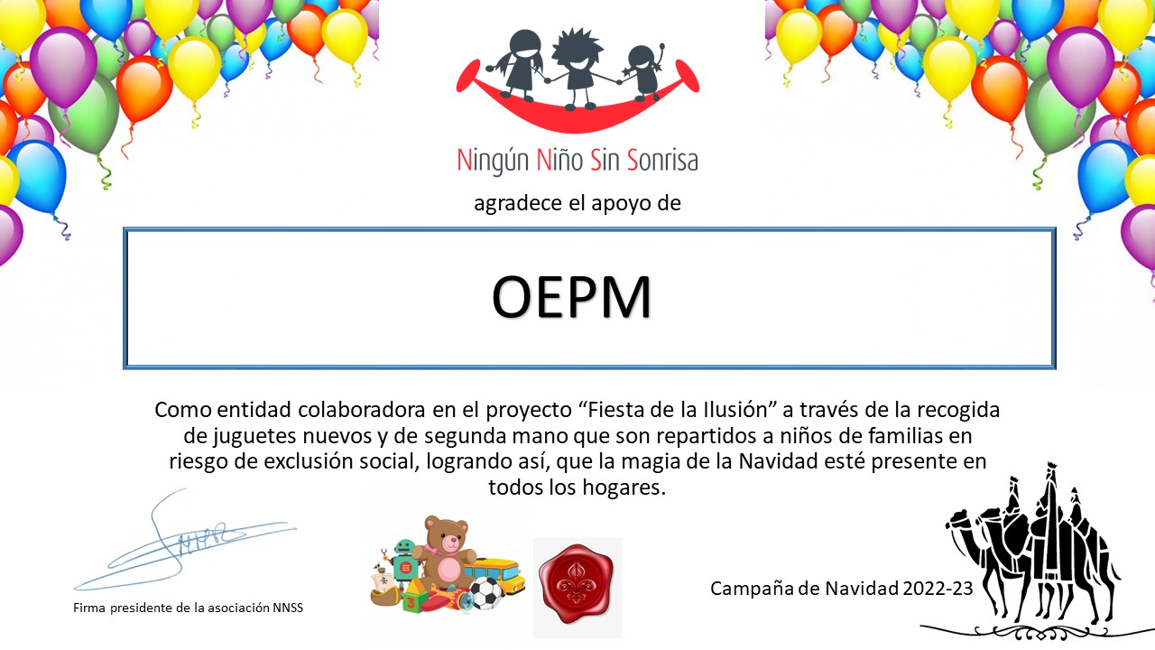 Agradecimiento de la asociación Ningún niño sin sonrisa